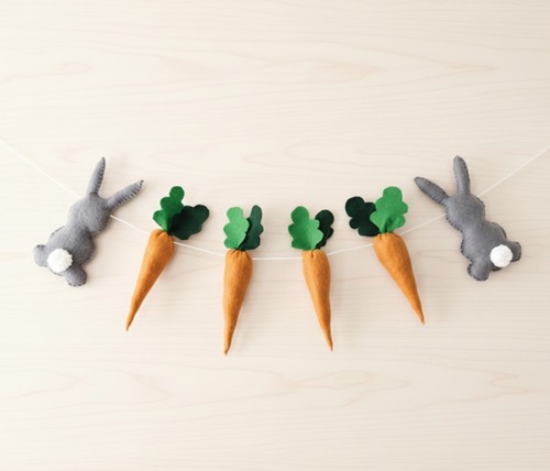Spring garland felt bunnies - spring,