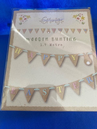 Happy easter wooden bunting - easter,