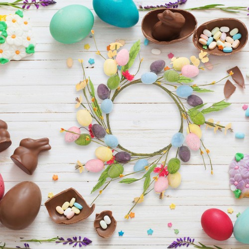Easter garland wreath with - easter,