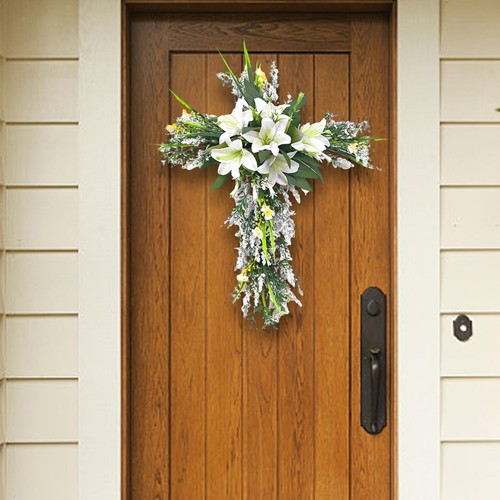 Easter liliaceous cross wreath - liliaceous,